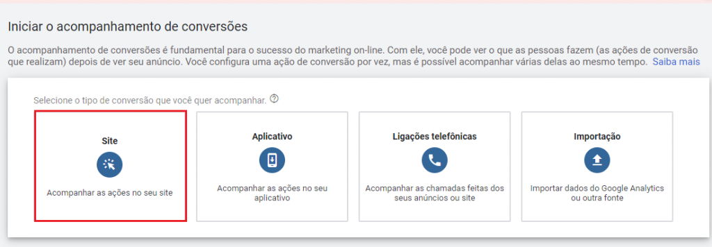 Criar Anuncio Google ADS - Acompanhamento Conversões